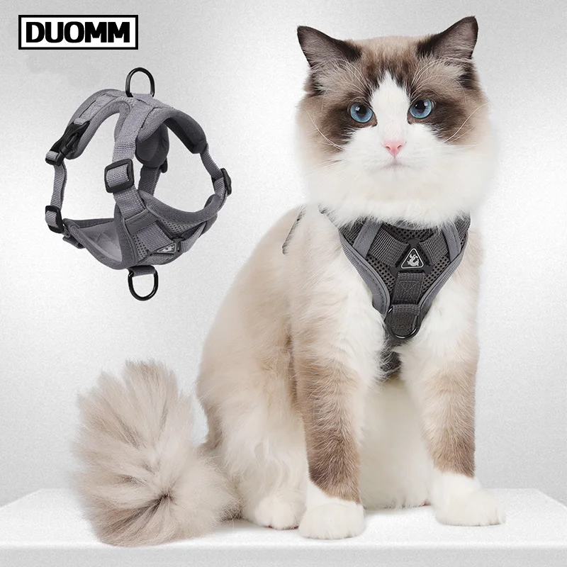 AdjustableCatHarnessandLeashSetReflectiveKittenHarnessEscape