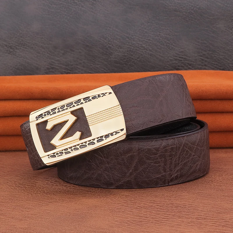 High Quality K Letter Smooth Buckle Men Designer Belts Luxury Famous Brand  Full Grain Leather 3.3cm Casual Ceinture Homme