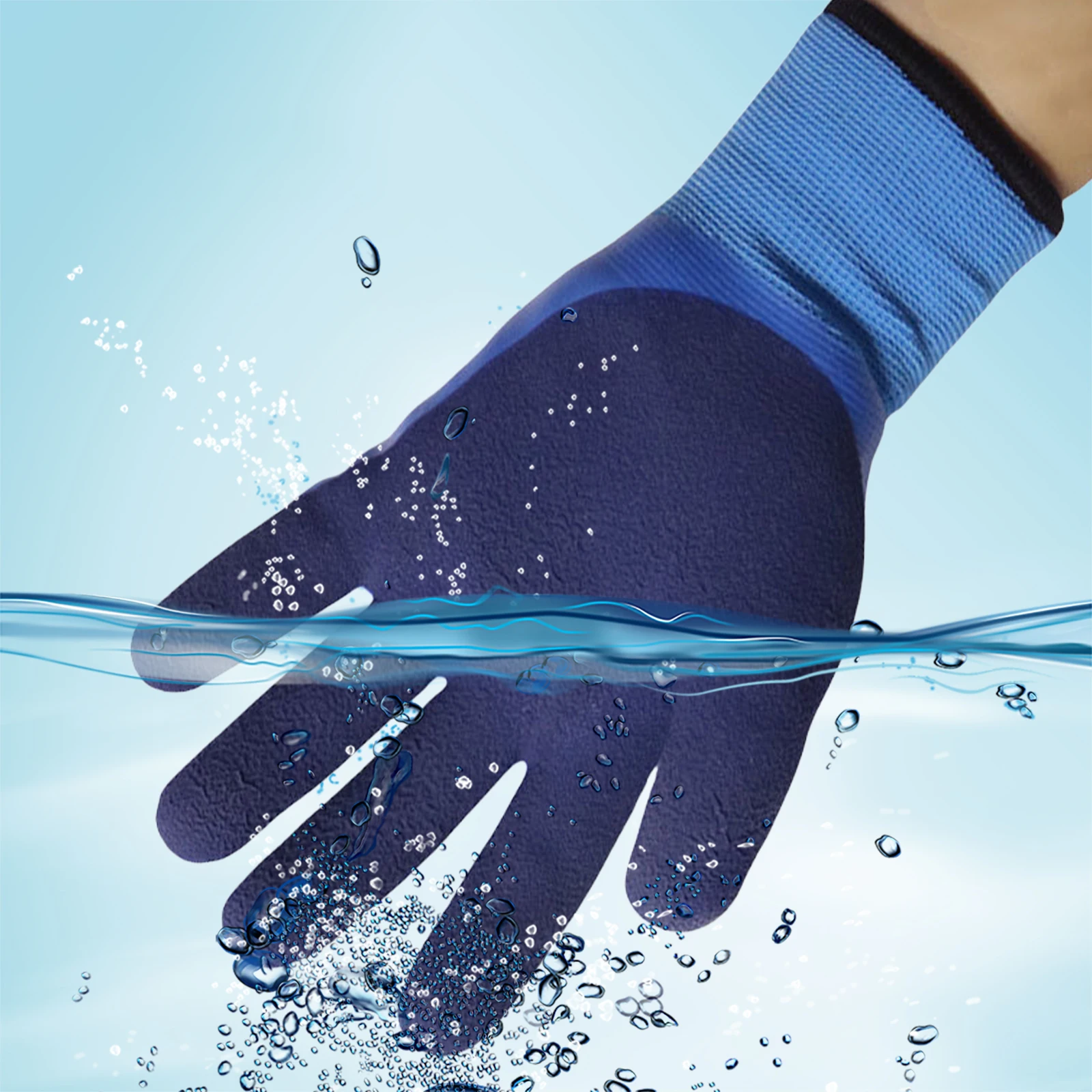 Double-Layer Coldproof Full Finger Work Gloves Non-Slip Thicken Labor Protection Gloves Waterproof Rubber Auto Repair Gloves