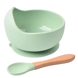 Premium Silicone Baby Feeding Set - Includes Bowl and Spoon (2 Pieces) (Green)
