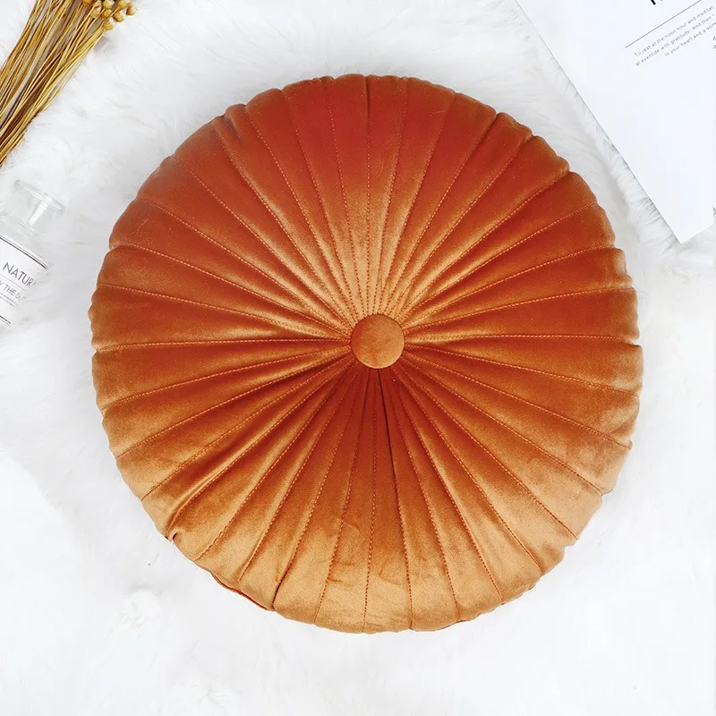 Ins Pumpkin Seat Cushion Dutch Velvet Throw Pillow Bay Cushion Round Tatami Dining Chair Bay Cushion Waist Cushion Throw Pillow 6
