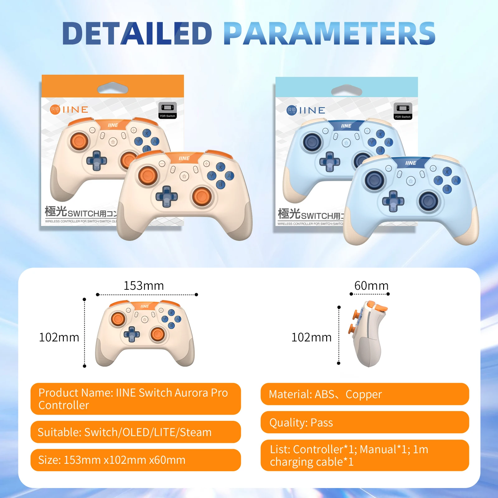 

IINE For Switch/OLED/Lite Steam Aurora Wireless gamepad Mechanical Pro Controller Wake Up RGB Light Strips Compatible