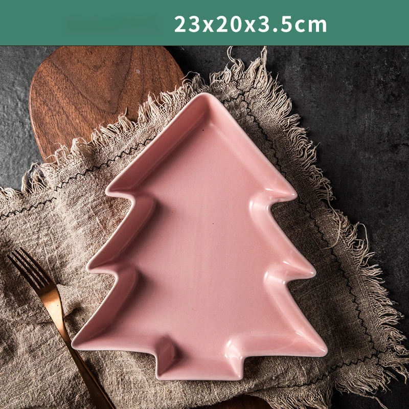 Christmas tree plate Nordic shaped small luxury matte glazed plate Breakfast tableware Western food plate Creative_voghion.com