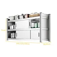 ชั้นวางของติดผนังสแตนเลสสำหรับตู้ครัว ประตูบานเลื่อน รับน้ำหนักได้มาก สำหรับใช้ในร้านค้า/บาร์ 3