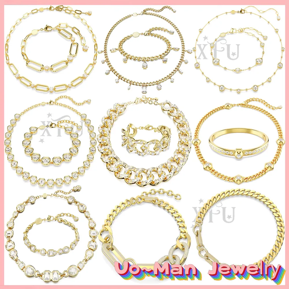 

Xfu 2024 Women's Necklace Bracelet Combination Advanced Jewelry Set Austrian Crystal Luxury with Logo High Quality Party Gift