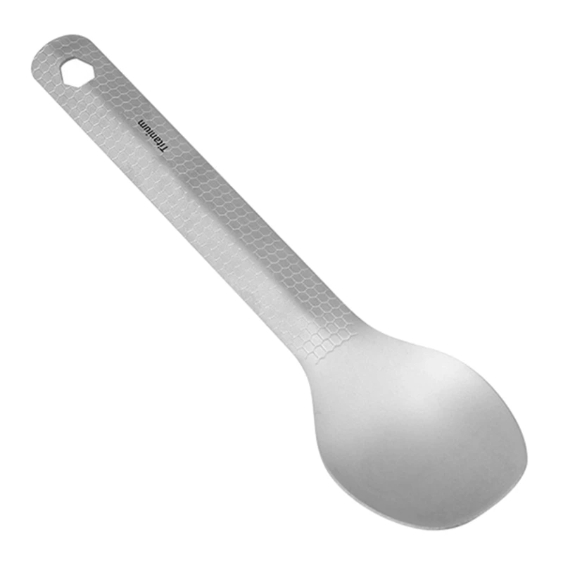 Cucchiaio Spork leggero in titanio con manico lungo, cucchiaio da inodore