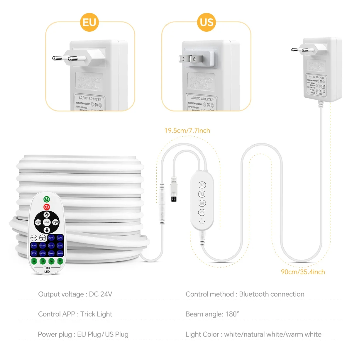 Ultra Bright LED Strip Light with Pure Silicone Tube and Bluetooth APP Control