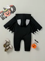 2024 New Fashion Style Baby Boys Long Sleeve For Halloween Bat Costume Jumpsuit With Hooded 3