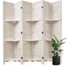Partition Room Dividers, Folding Wood Privacy Screen with Three Display Shelves Suitable for Home Office, Study, Art Display - 6 1