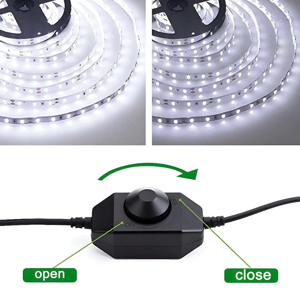 LED Dimmer Switch USB DC 12V Stepless Manual Knob Touch 5050 2838 Strip Light 1 Channel Brightness Adjustment Controller