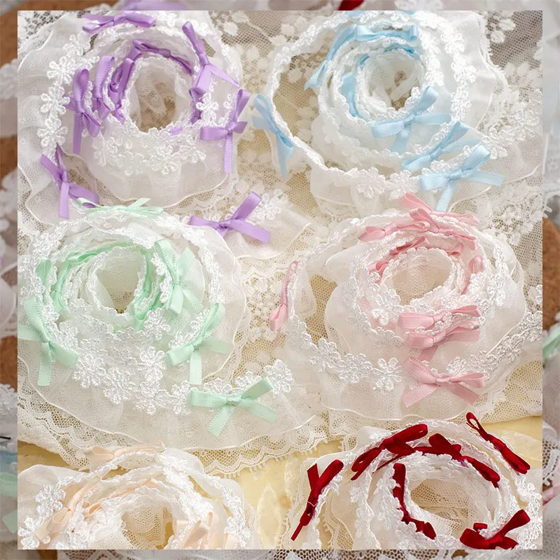 Elegant Bow Pleated Lace Ruffle Ribbon for DIY Crafts and Sewing Projects
