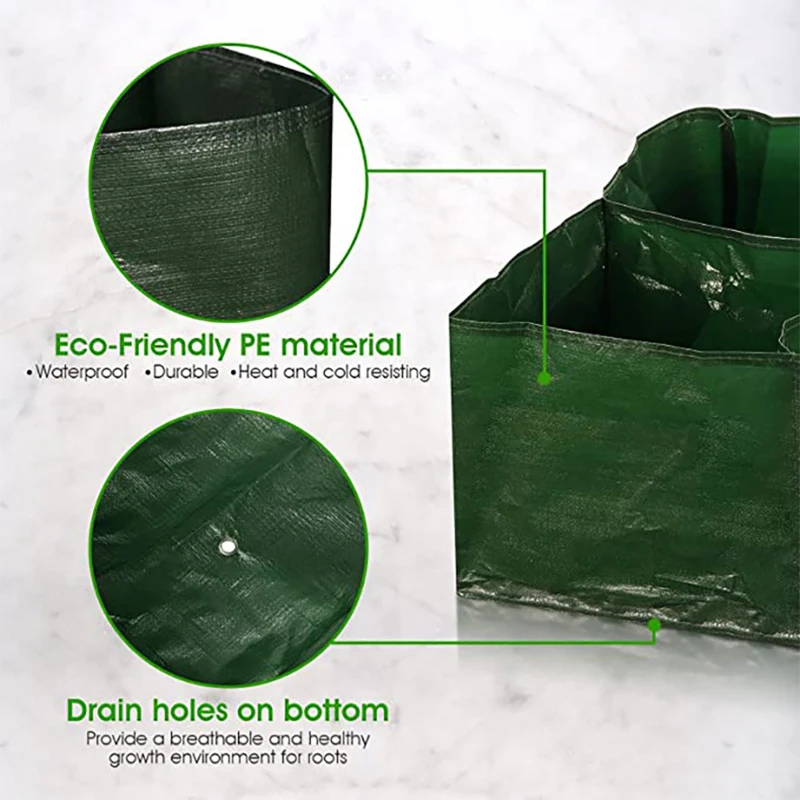 Planting Bags Plant Grow Bags 6 Grids Vegetable Planting Bag Container Portable Flower Plant Growing Bags Reusable Garden Raised Planting Bed Courtyard Decor