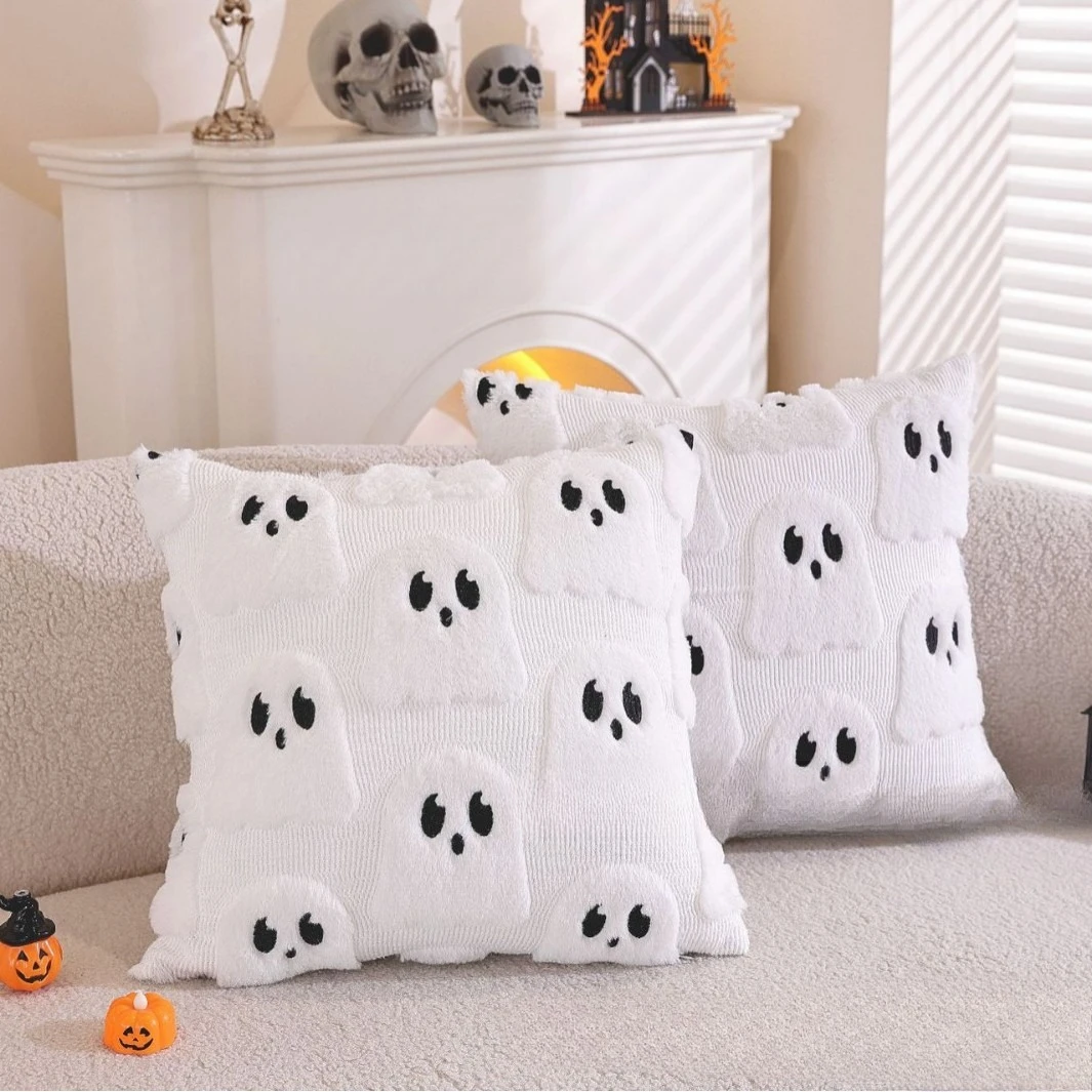 Halloween-Themed Adorable Ghost Pillow Cover with Zipper,Perfect for Seasonal Decor and Gifts, Seasonal Home Decor