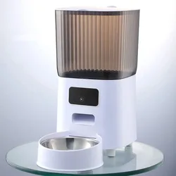 Smart Automatic Cat Feeder with Camera and Voice Recorder, 5L Dual Bowl Dry Food Dispenser (Single bowl WIFI)
