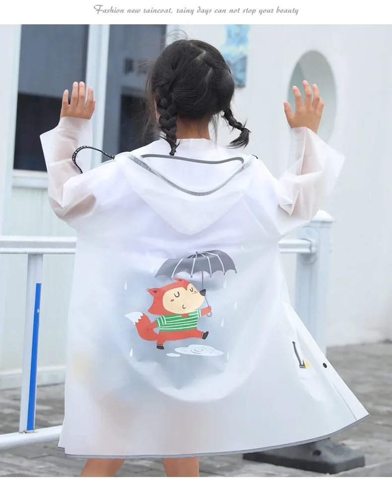 단색 어린이 비옷, 남아 학교 가방, 원피스 판초, 긴 걷는 학생, 두꺼운 여아 비옷 재킷