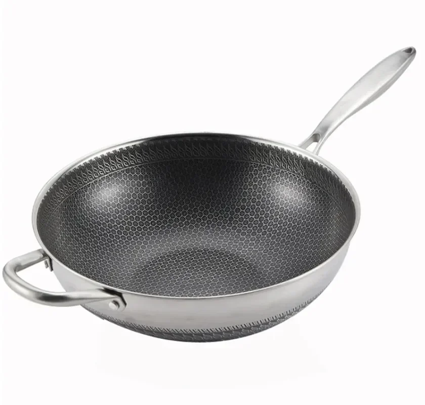

410 stainless steel frying pan honeycomb Food Grade Nonstick Frying Pan Steak Wok General Purpose