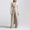 High-end Women Pants Sets Office Lady Formal Slim Fit 2 Piece Fashion Peak Lapel One Button Long Coat Solid Color Custom Suits 1