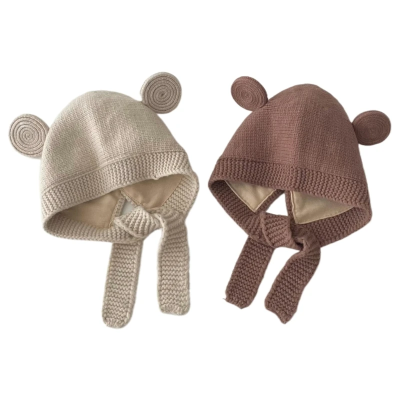 

B2EB Baby Bonnet Cap Earflaps Newborn Baby Infant Beanie Cap Bear Hat Winter Warm Hat for Boy Girl Ear Protections Hats