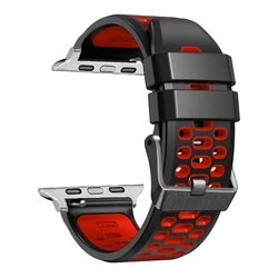 Premium Sport Silicone Strap Bracelet Wristband Accessory for 42mm 44mm 45mm 49mm (Black Red 2)