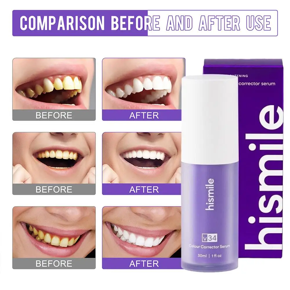 V34 Purple Whitening Toothpaste 30ml 5D Tooth Whitener Strips Cleaning Dental Bleaching Tools Oral Hygiene Dental Care Products