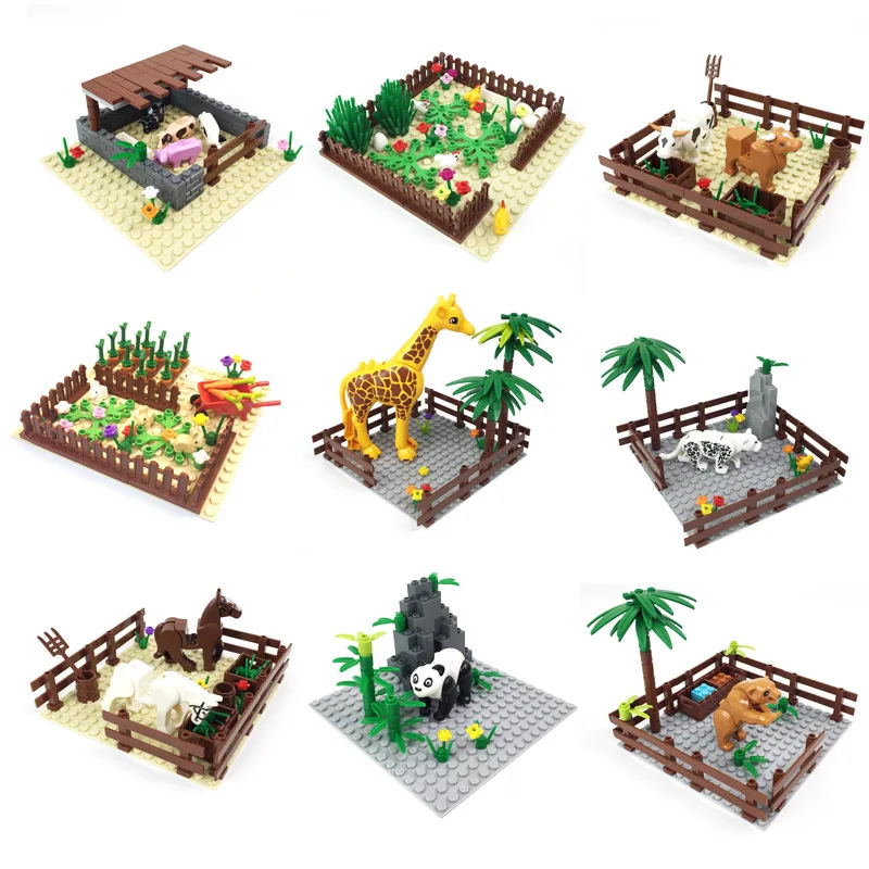 

Animal Building Blocks Pig Hen House Dog House Cow Shed Small Grain Farm Corn Bricks Scene Assembly