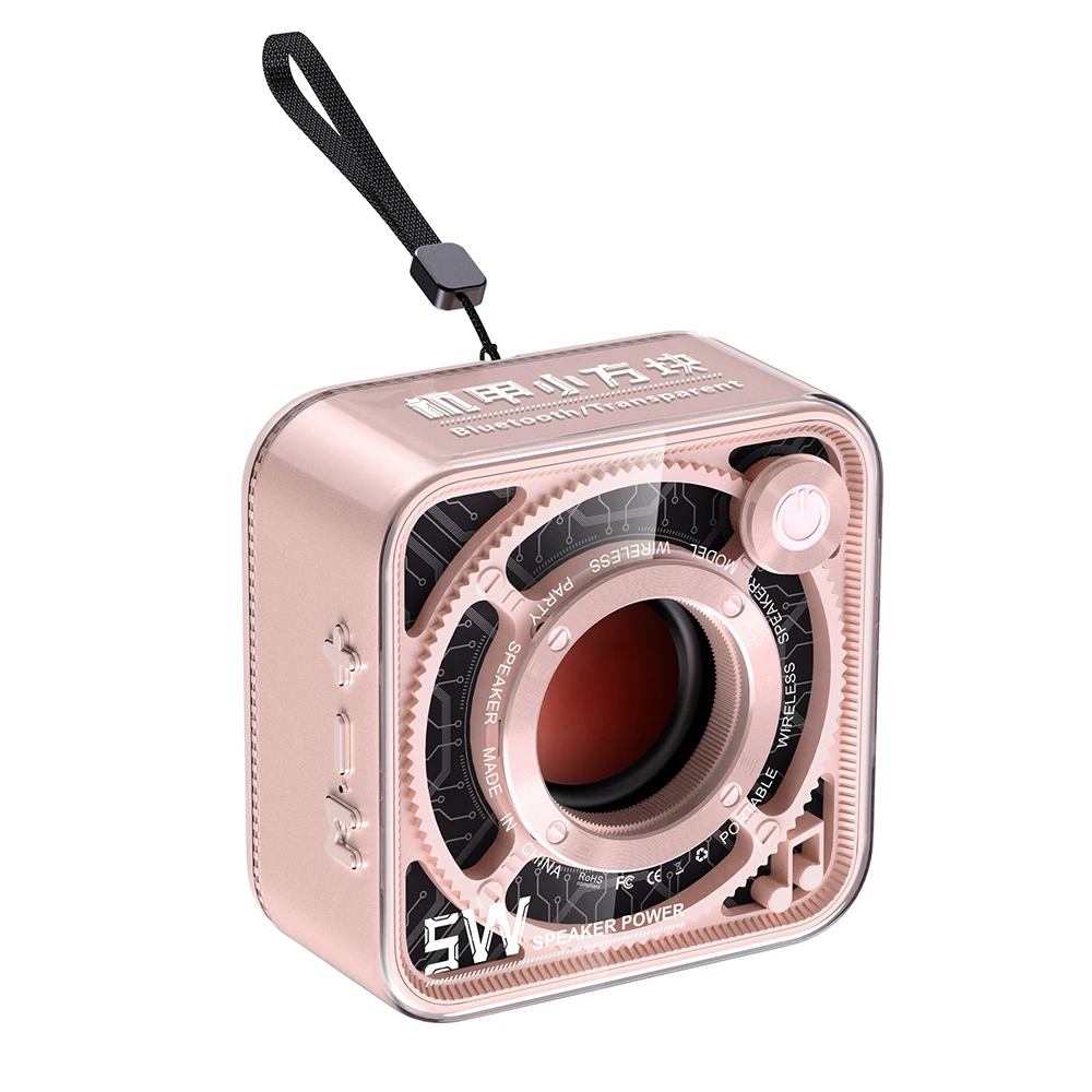 5W Mecha Music Speakers The Bass Transparent Wireless 400mAh TWS Stereo Surround Subwoofer Speaker Built-in MIC Sound for Party