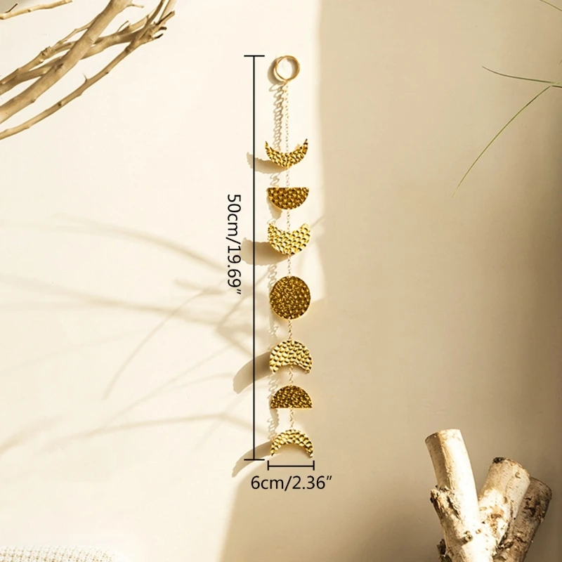 Moon Phase Wall Hanging Ornaments Metal Chain Moon Garlands Wall Bohemian Pendant Home Nursery Bedroom Decoration 6