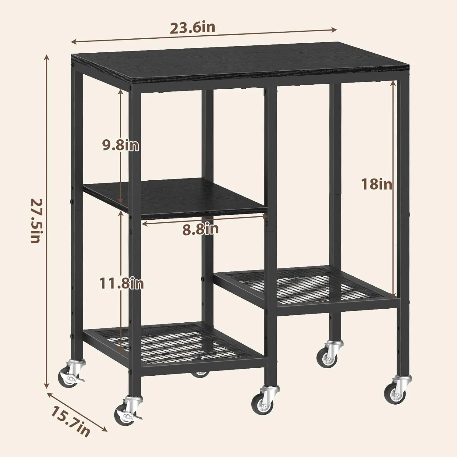 Microwave Cart,Microwave Stand with Wheels,Coffee Bar Table Station,4-Tier Rolling Baker's Rack,Small Appliance Storage Shelf 2