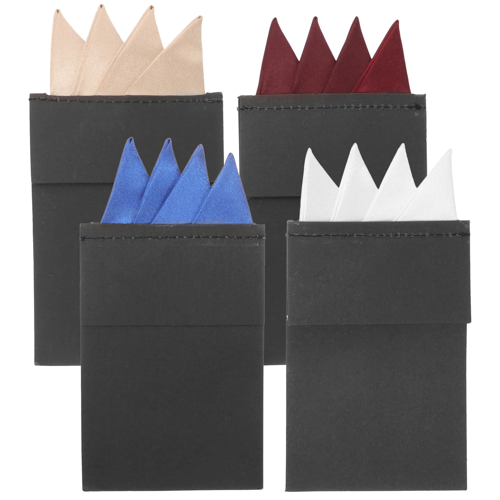 

4 Pcs Men's Handkerchiefs Suit Pocket Square Accessory Fold Squares Pre-fold Fabric Man