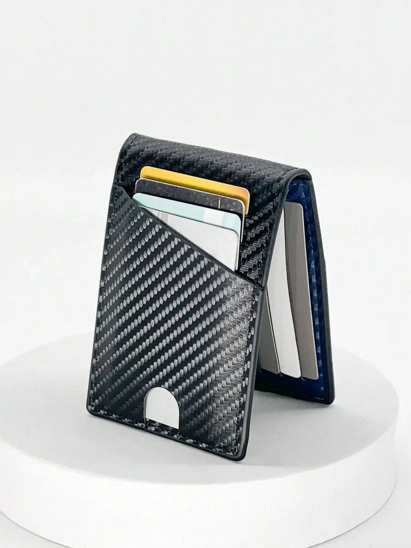 Rfid Carbon Fiber Leder Herren Airtag Geldbörsen Geldbörse Kreditkartenetui für Air Tag Geldbörse Schwarz Luxuriöse minimalistische Kartenetui – Detail 1