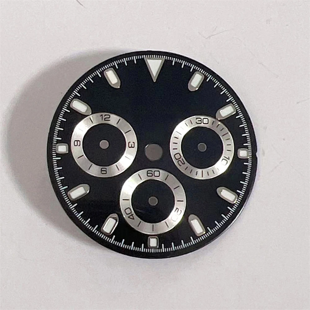 Watch Dial 29.5MM for VK63 Movement Green Luminous Watch Face for Vk63 Quartz Movements