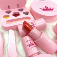 Wooden Simulation Girl Makeup Bag Set Play House Toy Kid Lifelike for Role Play with Cosmetic Bag Kit Children Play Girls Game 2