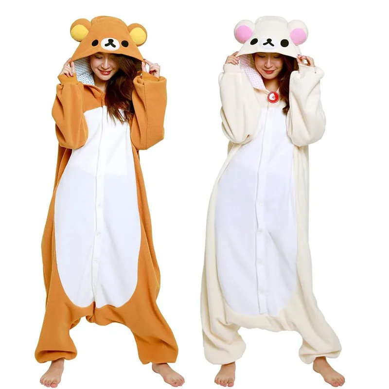 Cute Cartoon Character Rilakkuma Kigurumi Bear Sister Adult Anime Jumpsuit Pajamas Kawaii Anime Peripheral Pajamas adult pajamas
