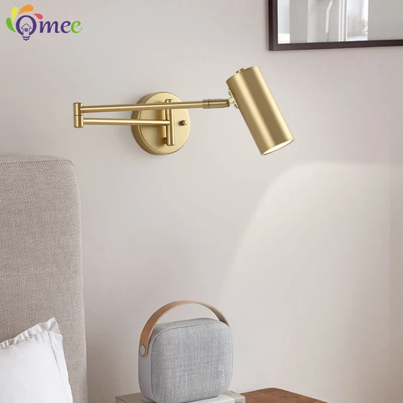 Mordern Led Wall Lamp Rocker Arm Home Wall Light Black Fixture Adjustable Angle Length Wall sconce Bedroom Bedside Reading Light