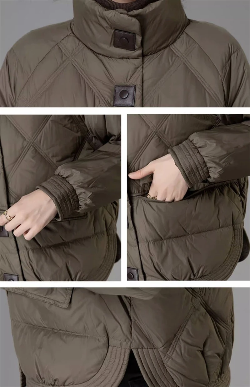 Ladies Down Cotton Jacket 2025 Middle Aged Mother Elegant Lady Outerwear Fashion Long Sleeves Loose Women's Winter Parka Coat