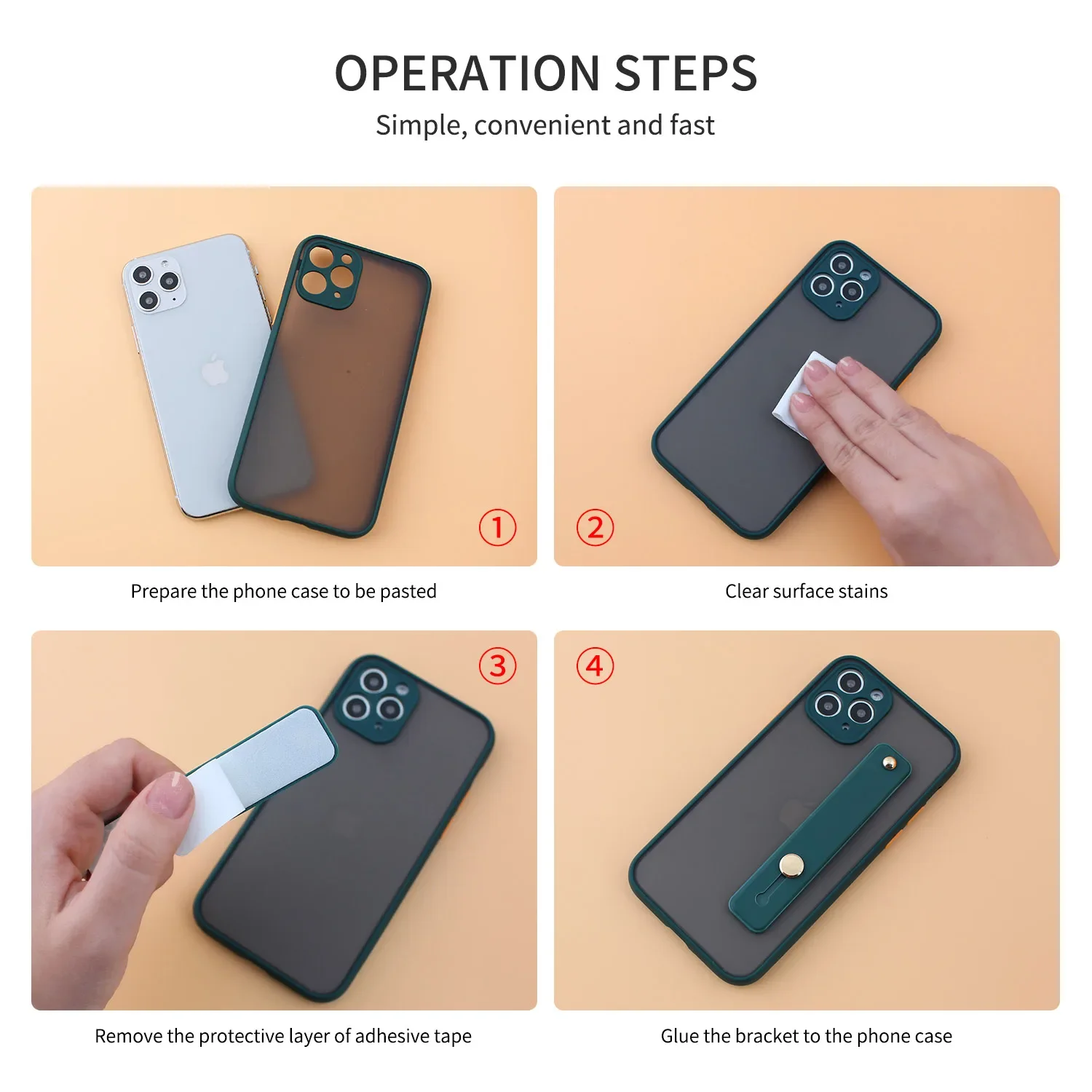 전화 스트랩 그립 홀더 손가락 휴대 전화 그립 텔레스코픽 전화 손가락 스트랩 스탠드 대부분의 전화에 대한 범용 손가락 킥 스탠드