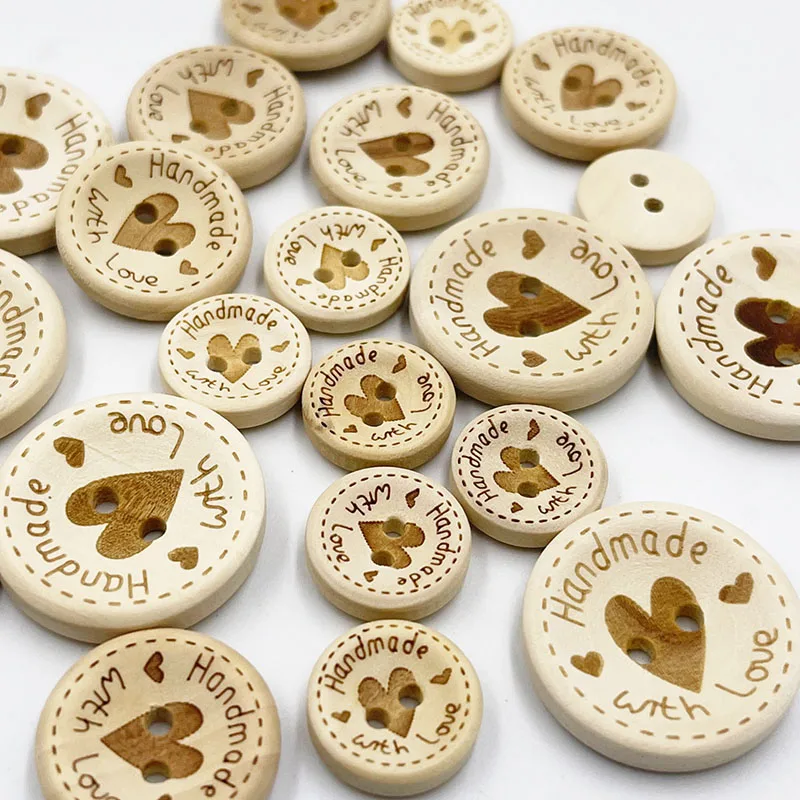 

50pcs 15mm/20mm/25mm Heart Wood Buttons Sewing Scrapbooking Gift Handwork Home Clothing Decor Wooden Decorative handmade WB875