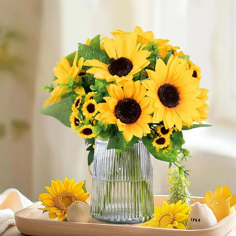 1Bunch 22Heads Artificial Sunflowers Bouquet Home Garden Decoration Silk Flowers Wedding Party Centerpieces Desktop DIY Decor