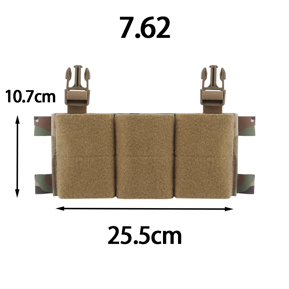 Tactical Triple Magazine Pouch Hook Loop Panel For 5.56 7.62 Mag Pouches Krydex For Hunting Vest Chest rig Airsoft Accesories