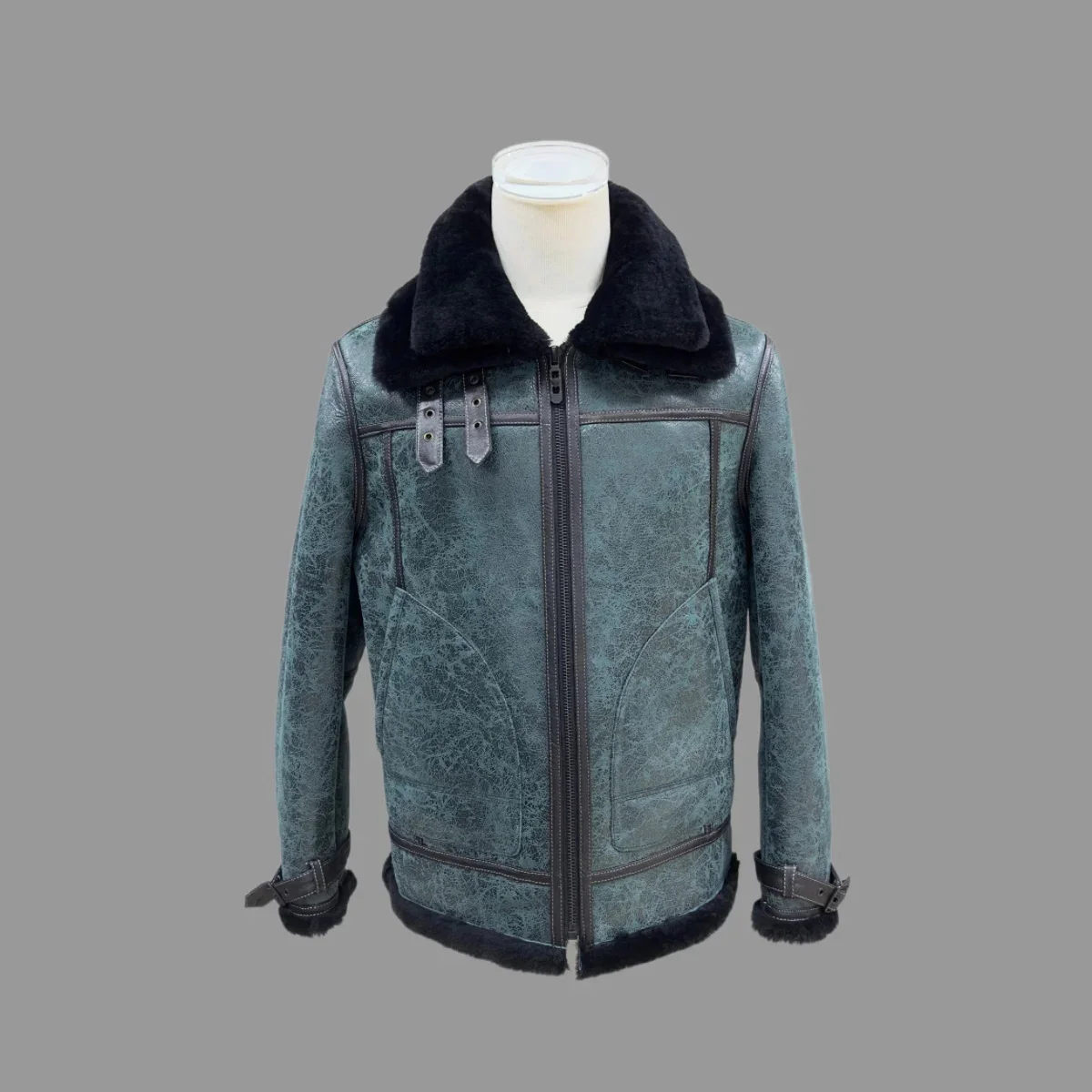 

Genuine Winter Leather Jacket Men's Fur Integrated Original Ecological Lapel B3 Flight Suit Real Sheepskin Casual Shearling Coat