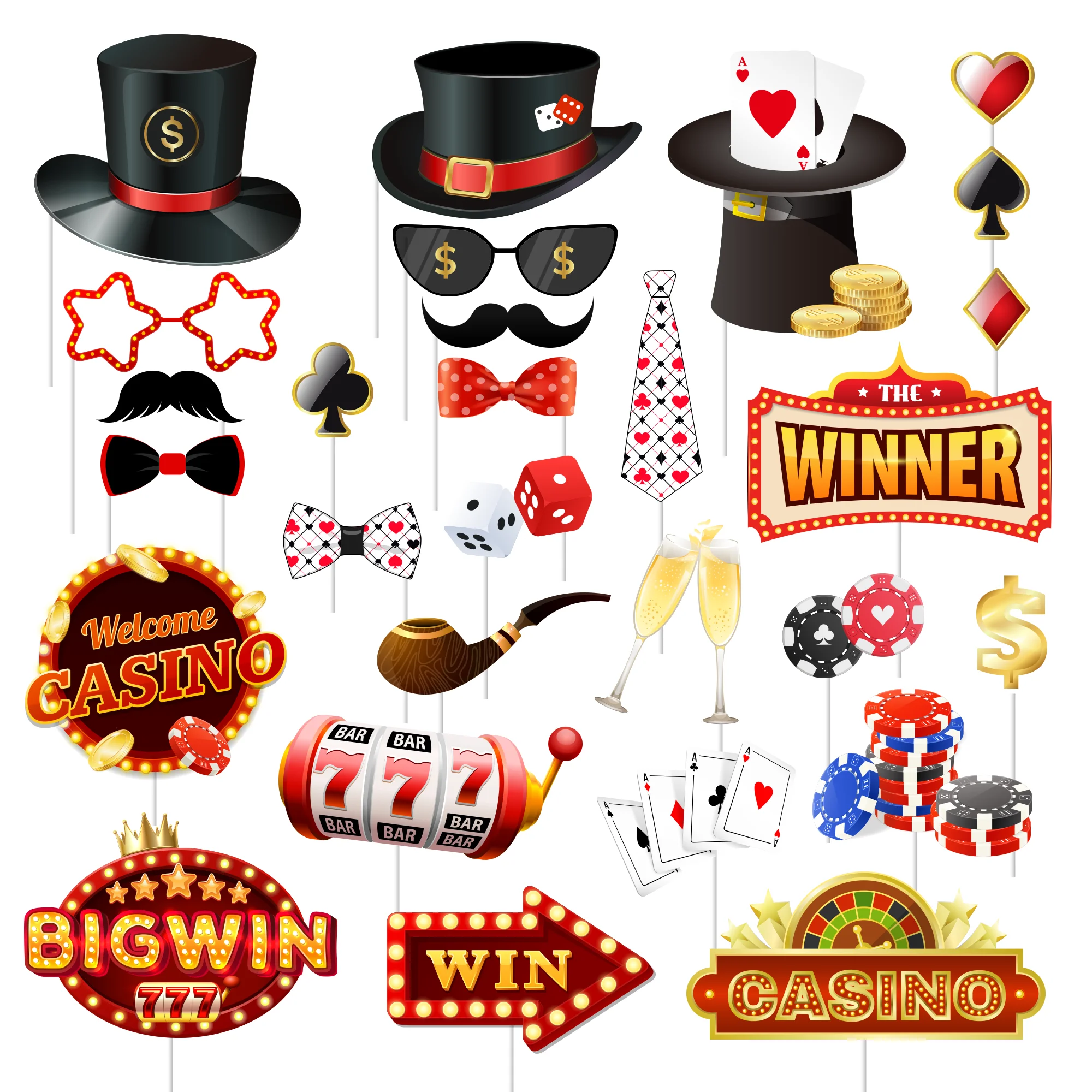 אביזרי מגירת תמונות לקזינו, 28 יחידות אביזרי מגירת תמונות בנושא קזינו, אביזרי מגירת תמונות לילה לקזינו ומגירת תמונות למסיבת נושא קזינו