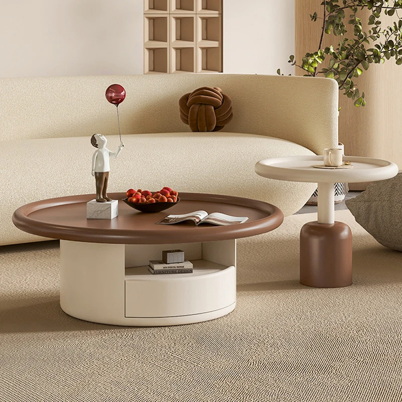 

Круглый Чайный Столик XK в кремовом стиле для гостиной, домашний современный минималистичный чайный столик для балкона, роскошный маленький чайный столик
