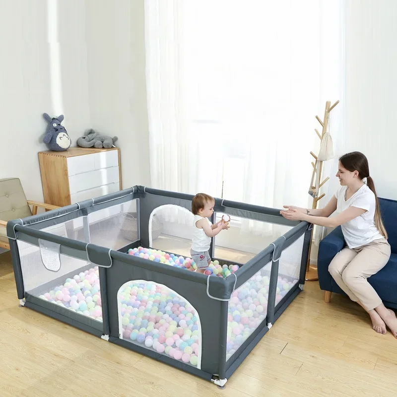 Baby Playpen IMBABY Playpens for Children Free Ocean Balls 2 Doors Cottage Balls Pool Arena Safety Foam Crash Barrier Fence Baby Playground