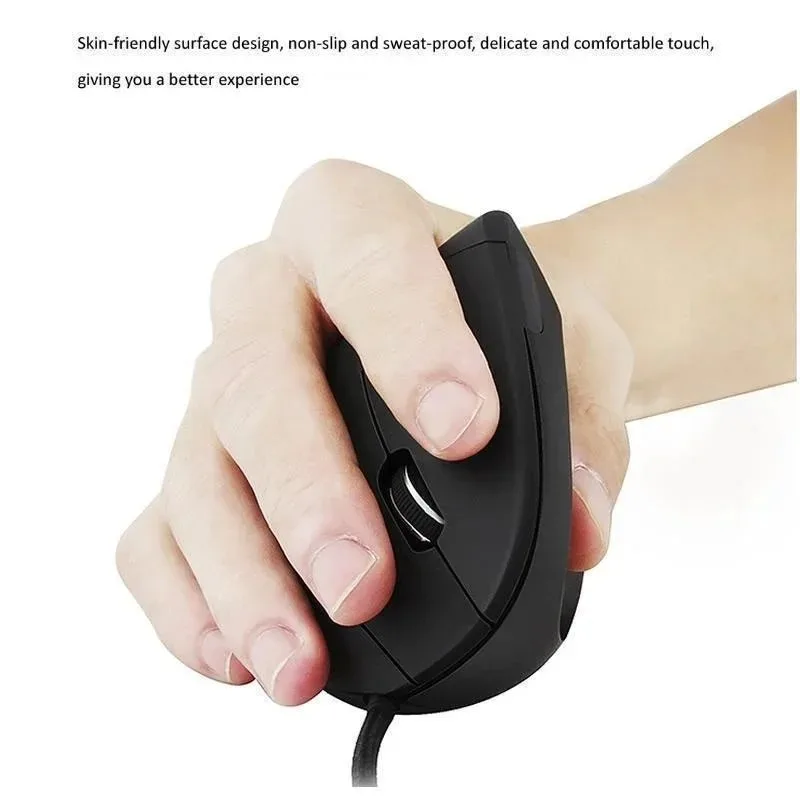 Ergonomic Vertical RGB Wired Optical Mouse Right Hand Design for PC