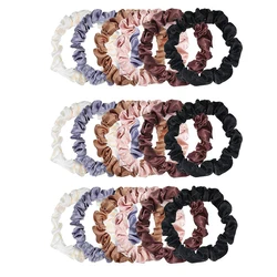 Elegant Minimalist Silk Hair Scrunchies - Solid Color Elastic Hair Accessories Set (18PCS)