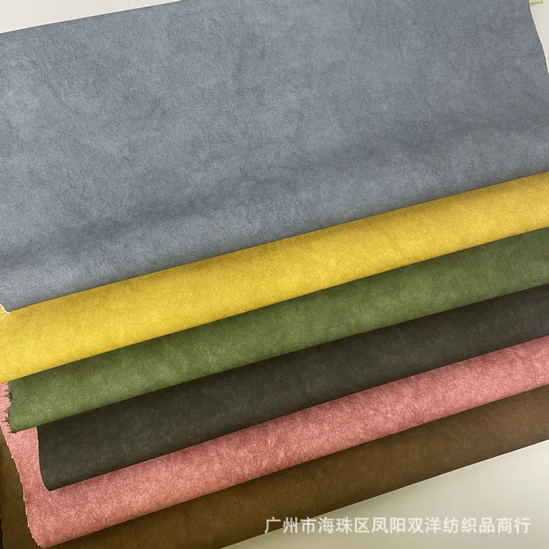 Vintage Double Color PU Leather Clothing Fabric Soft Touch Jacket Pants For Children's Wear Without Wash Water