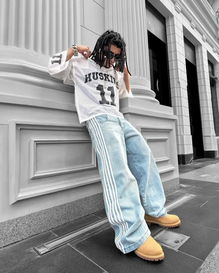 Y2K Casual Jeans Harajuku Classic Striped Light Blue Jeans