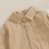 2023-08-16 Lioraitiin 0-24M Newborn Baby Boy Cotton Linen Shirt Romper Solid Long Sleeve Lapel Button Down Jumpsuit Clothes 6