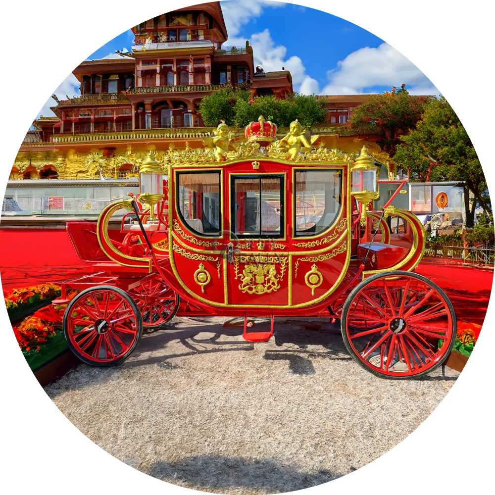 Royal Sightseeing Red Horse Carriage Horse Drawn Wagon For Sale chinese antique red log sightseeing horse travel horse drawn carriage wedding tourism natural carriage