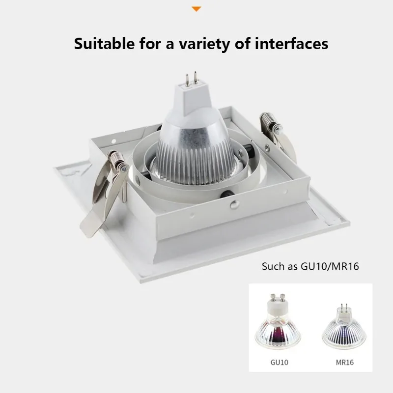 Square Recessed LED Ceiling Lamps Holder Adjustable Gu10 Mr16 Bulb Spot Lamps Downlight Holder Frame Bracket Fitting Home Decor led spotlight lamp,led ceiling spot light